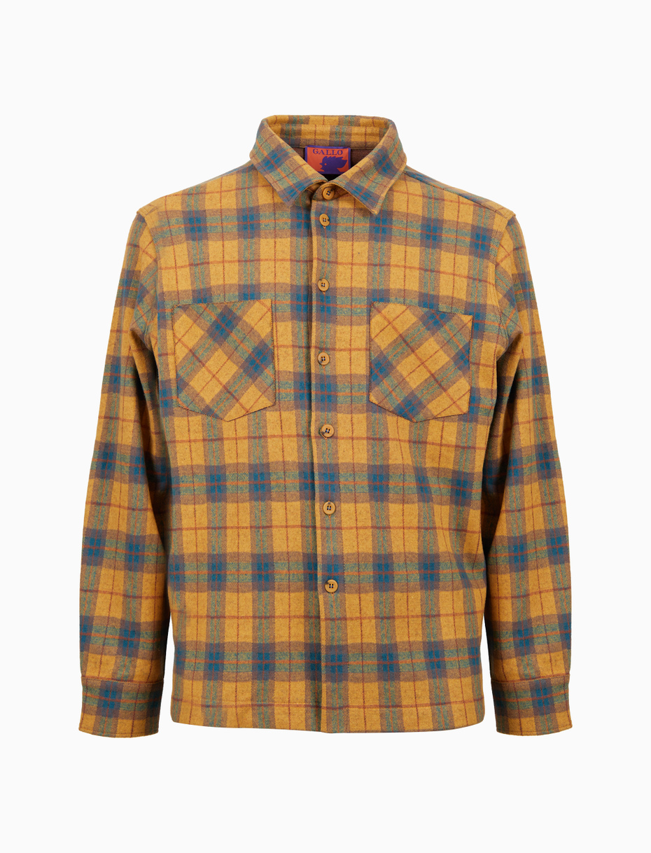 Men's yellow cotton shirt with tartan motif - Gallo 1927 - Official Online Shop