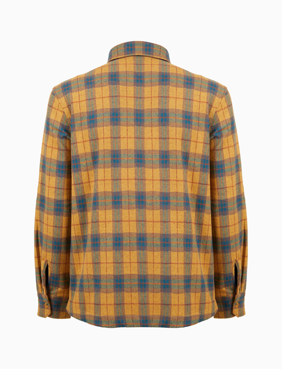 Men's yellow cotton shirt with tartan motif - Gallo 1927 - Official Online Shop