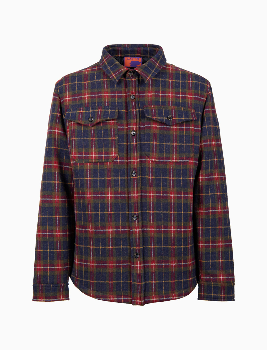 Camicia imbottita uomo cotone blu fantasia tartan - Gallo 1927 - Official Online Shop