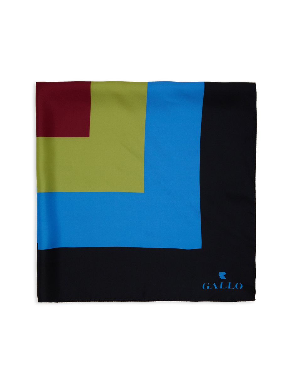 Foulard unisex seta blu fantasia quadri concentrici - Gallo 1927 - Official Online Shop