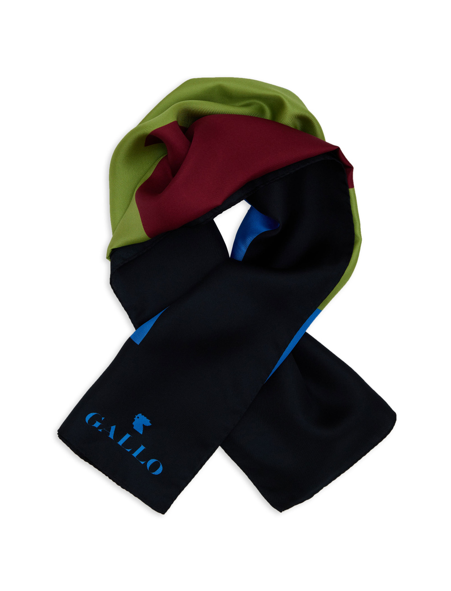 Foulard unisex seta blu fantasia quadri concentrici - Gallo 1927 - Official Online Shop