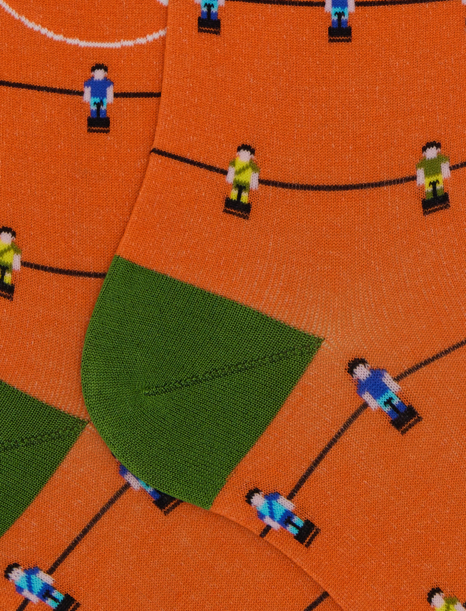 Men's long socks cotton patterned table football orange - Gallo 1927 - Official Online Shop