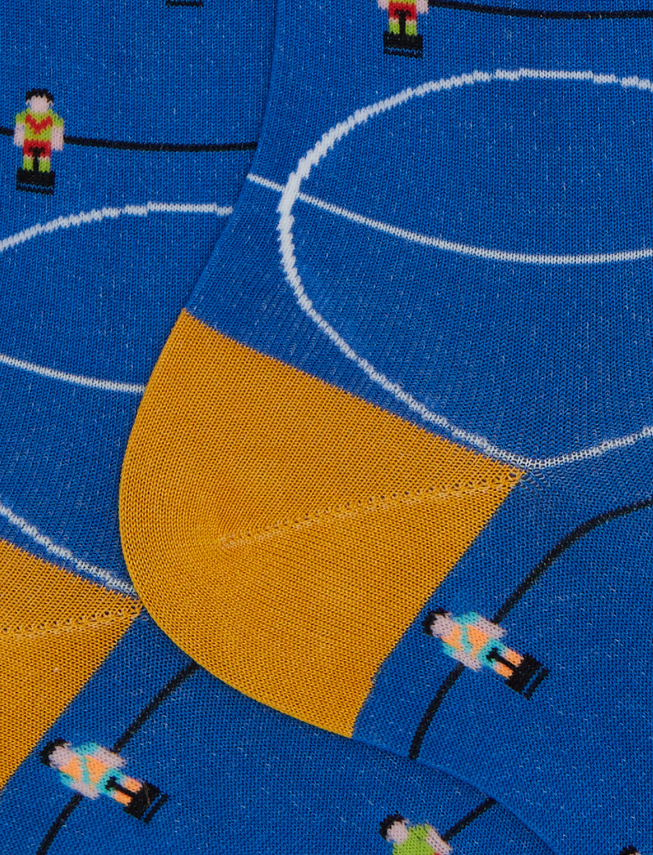 Calze corte uomo cotone fantasia calcio balilla blu - Gallo 1927 - Official Online Shop
