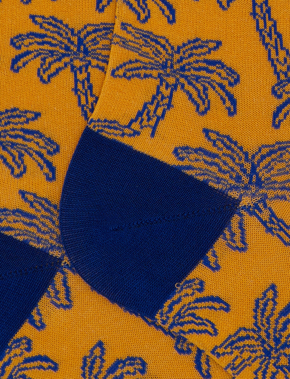 Men's palm patterned cotton short socks yellow - Gallo 1927 - Official Online Shop