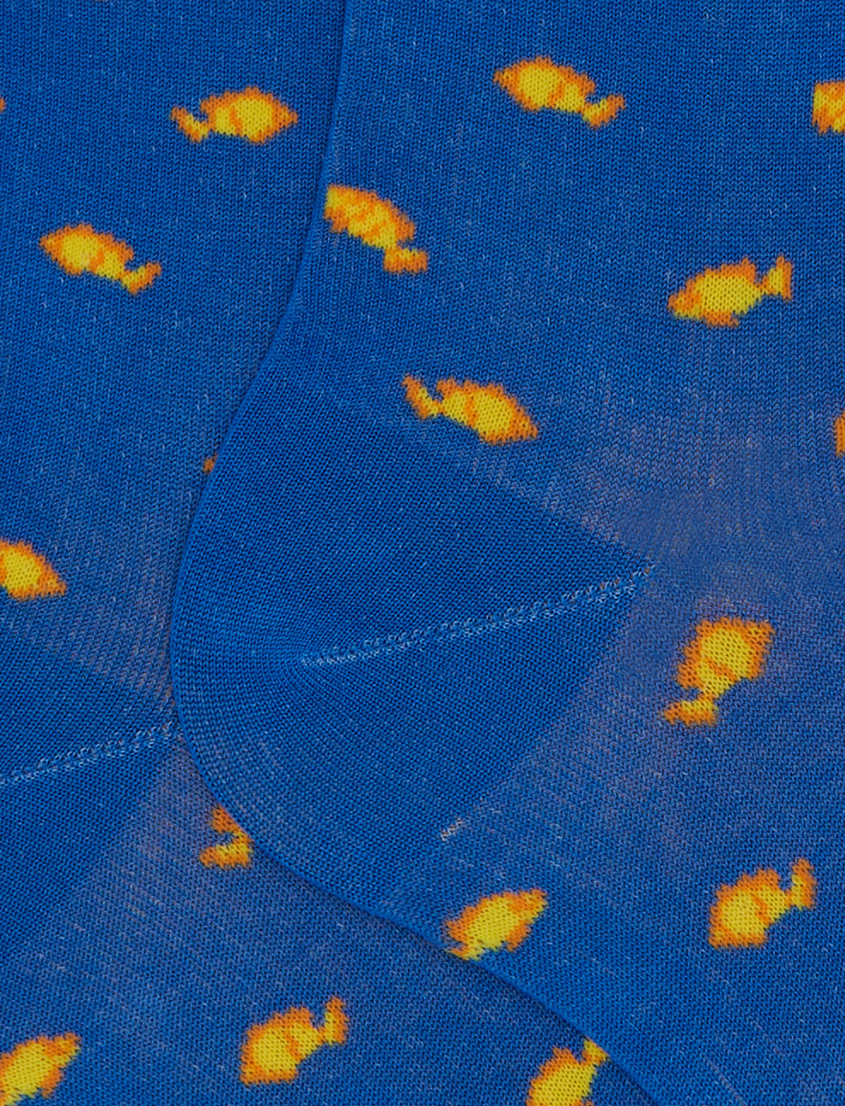 Calze corte uomo cotone fantasia pesciolini a due colori blu - Gallo 1927 - Official Online Shop