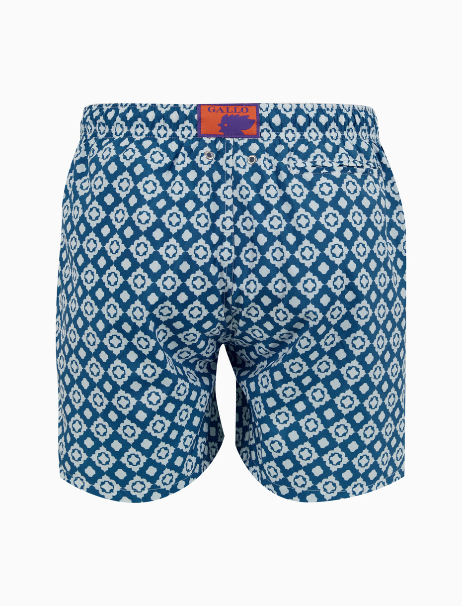 Men's swimming shorts blue with geometric pattern - Gallo 1927 - Official Online Shop
