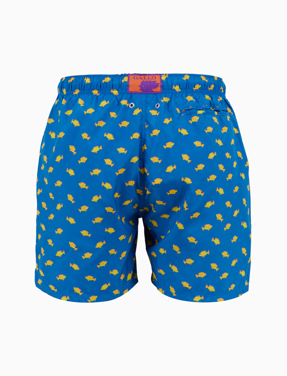 Men's swimming shorts light blue with two-tone fish pattern - Gallo 1927 - Official Online Shop
