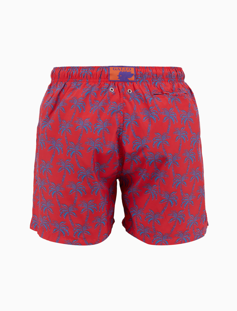 Men's swimming shorts red with palm pattern - Gallo 1927 - Official Online Shop