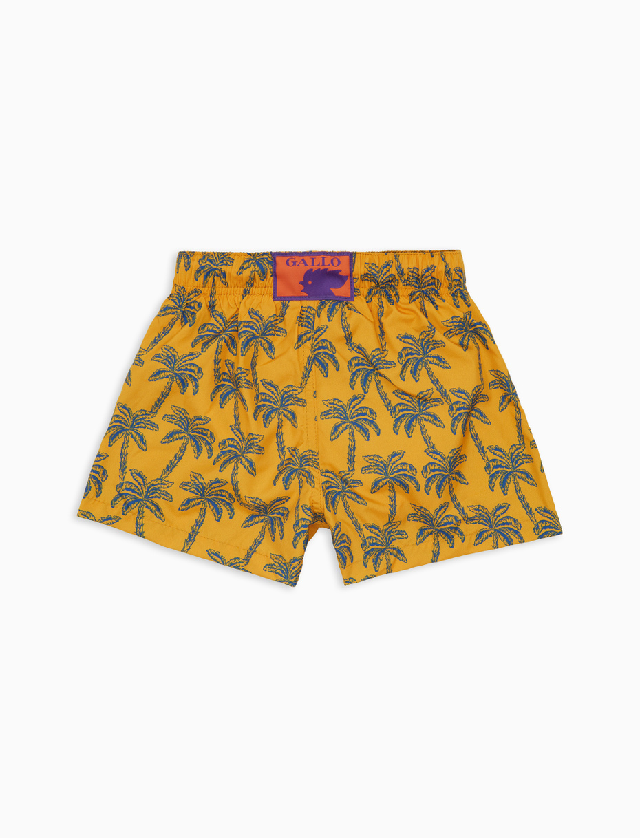 Kid's swimming shorts yellow with palm pattern - Gallo 1927 - Official Online Shop