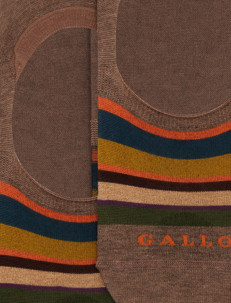 Unisex brown cotton invisible socks with multicolor stripes - Gallo 1927 - Official Online Shop