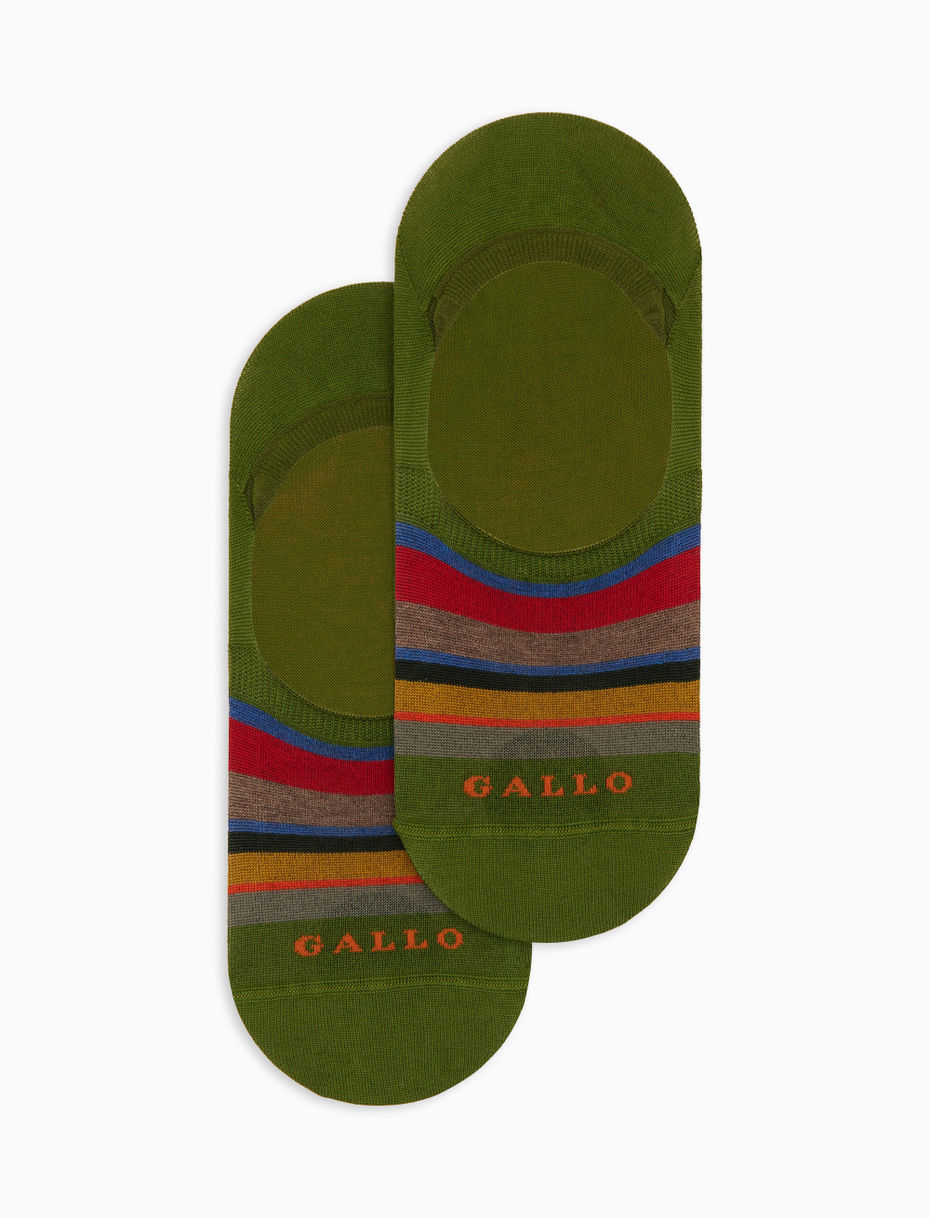 Unisex green cotton invisible socks with multicolor stripes - Gallo 1927 - Official Online Shop