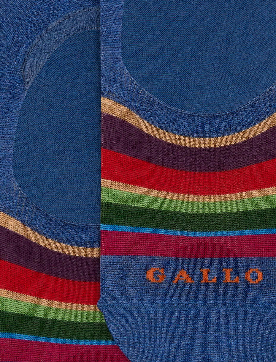 Unisex blue cotton invisible socks with multicolor stripes - Gallo 1927 - Official Online Shop