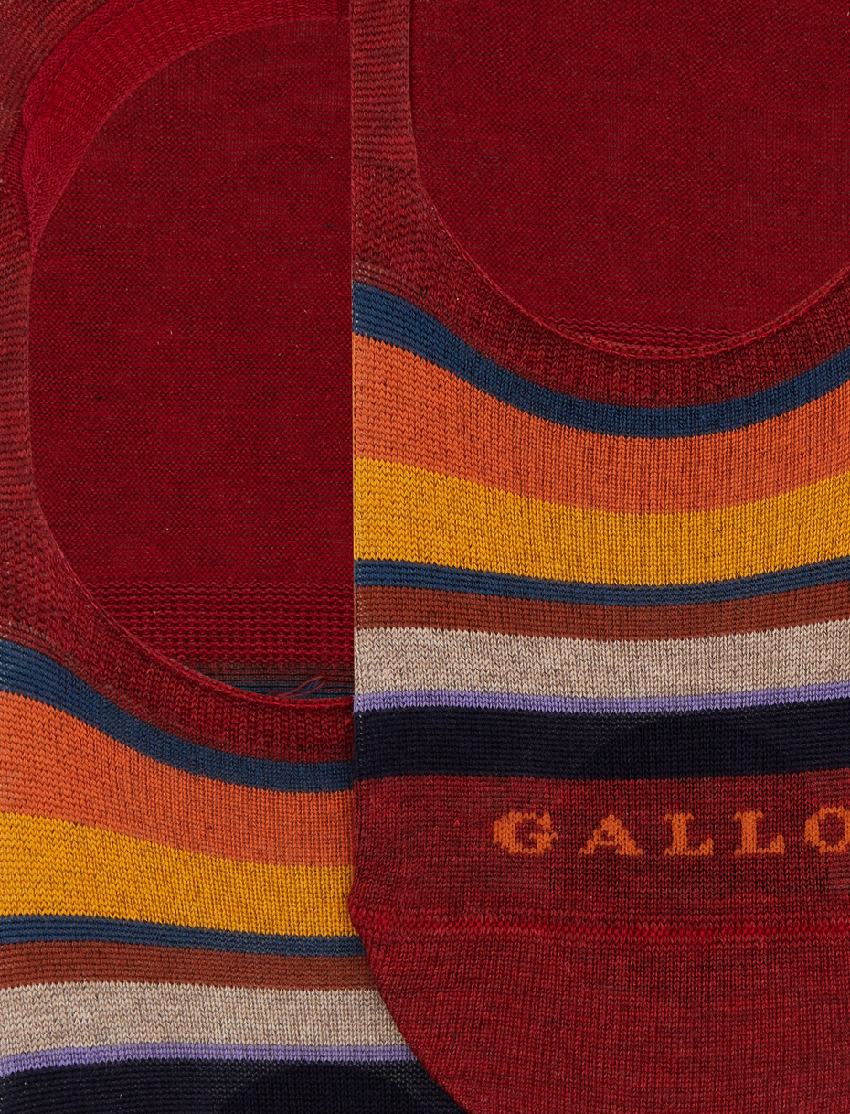 Unisex red cotton invisible socks with multicolor stripes - Gallo 1927 - Official Online Shop