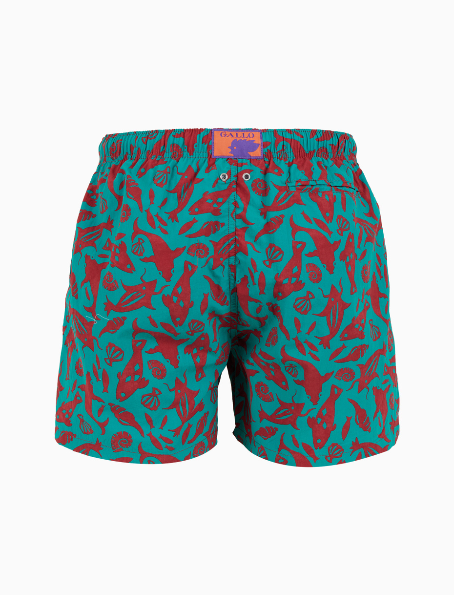 Boxer mare uomo fantasia pesci primordiali verde - Gallo 1927 - Official Online Shop