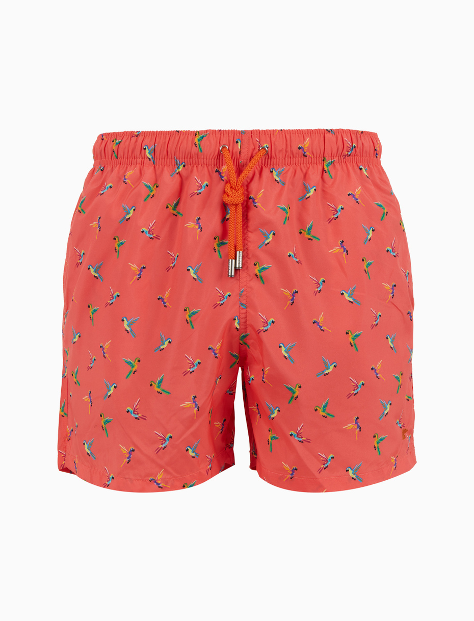 Men's pink swimming shorts with parrot pattern - Gallo 1927 - Official Online Shop