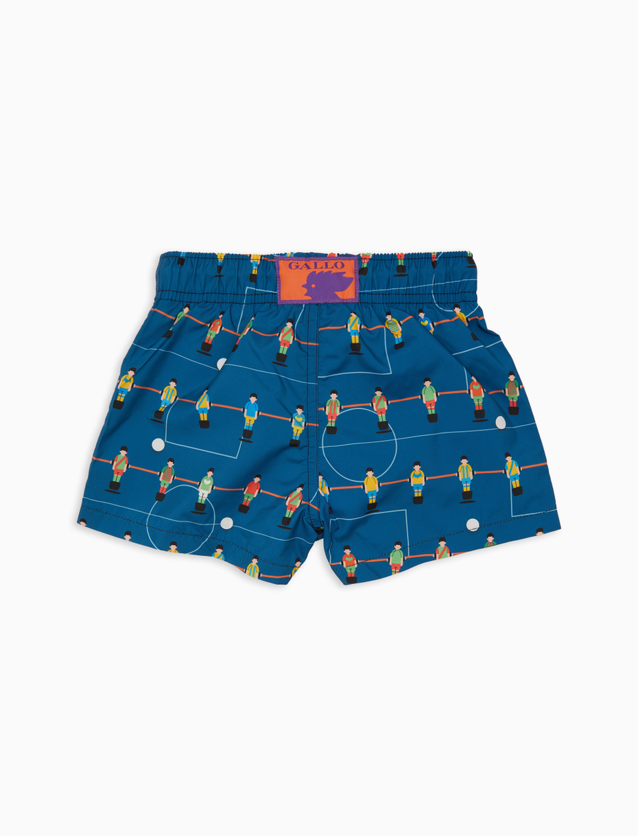 Kid's blue swimming shorts with foosball pattern - Gallo 1927 - Official Online Shop