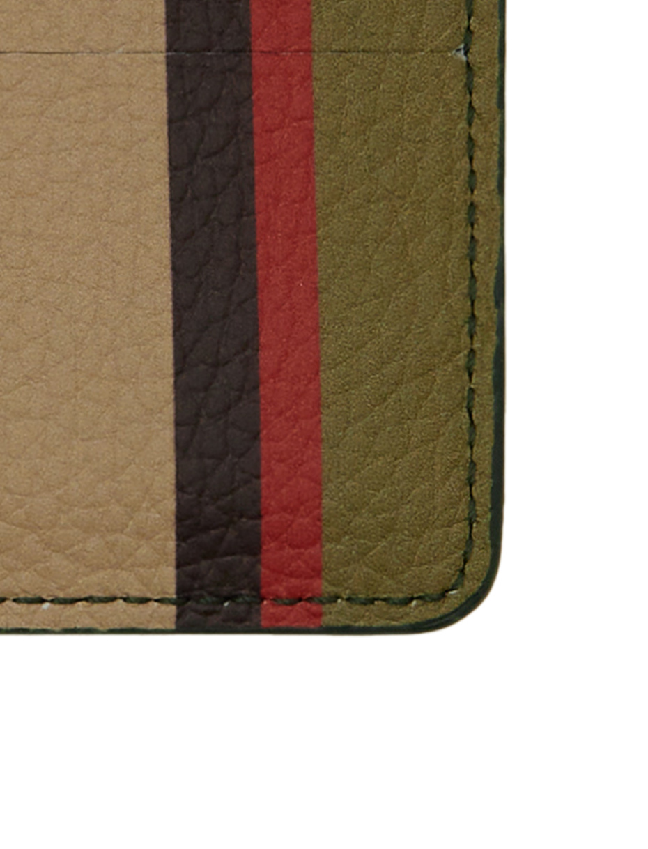 Unisex beige hammered leather card holder with multicolor stripes - Gallo 1927 - Official Online Shop