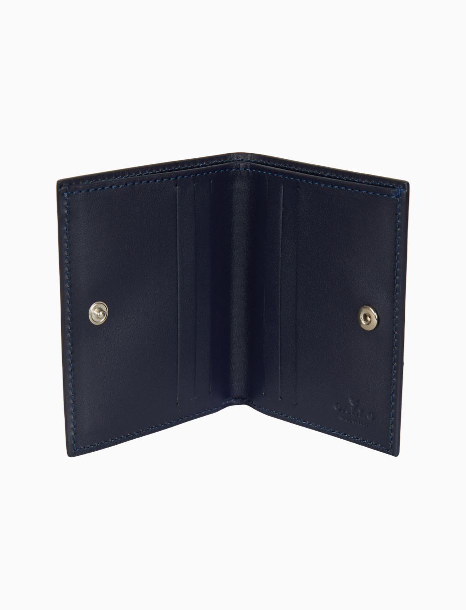 Unisex blue hammered leather card holder with multicolor stripes - Gallo 1927 - Official Online Shop