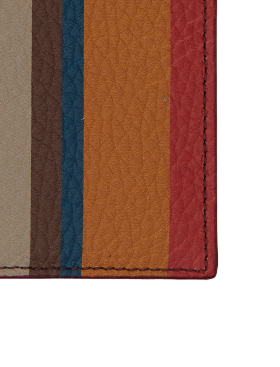 Unisex burgundy hammered leather card holder with multicolor stripes - Gallo 1927 - Official Online Shop