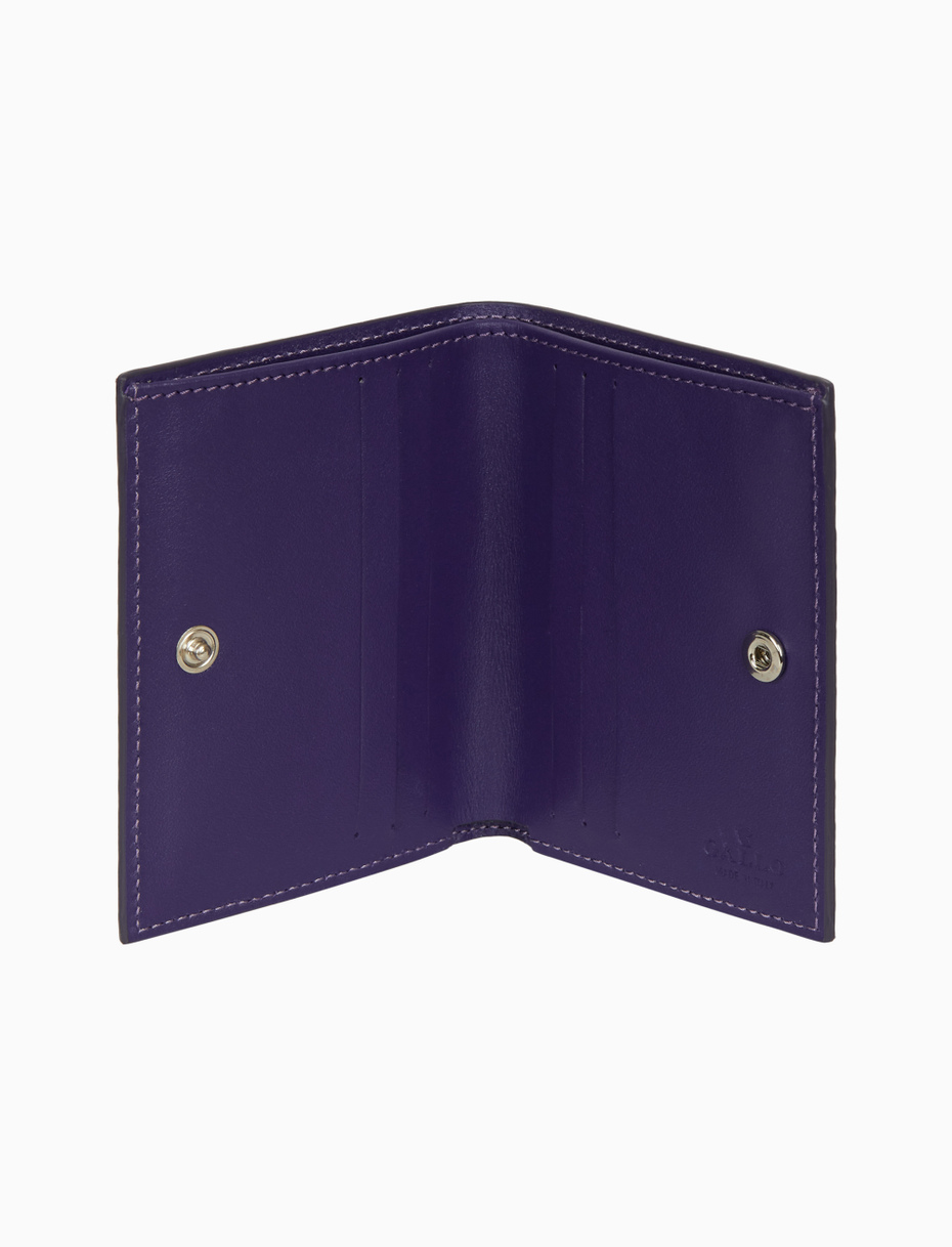 Unisex blue hammered leather card holder with multicolor stripes - Gallo 1927 - Official Online Shop