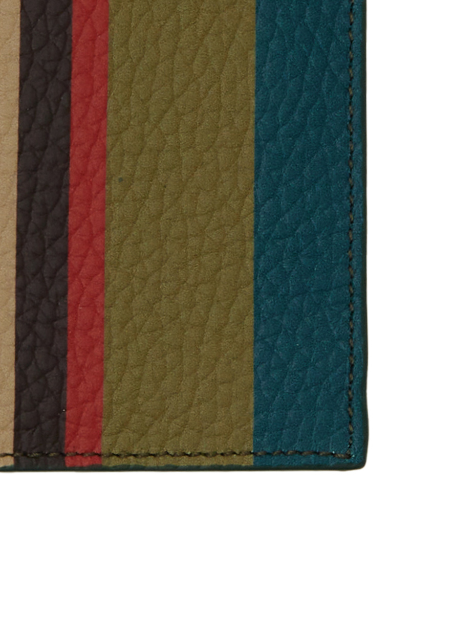Unisex beige hammered leather card holder with multicolor stripes - Gallo 1927 - Official Online Shop