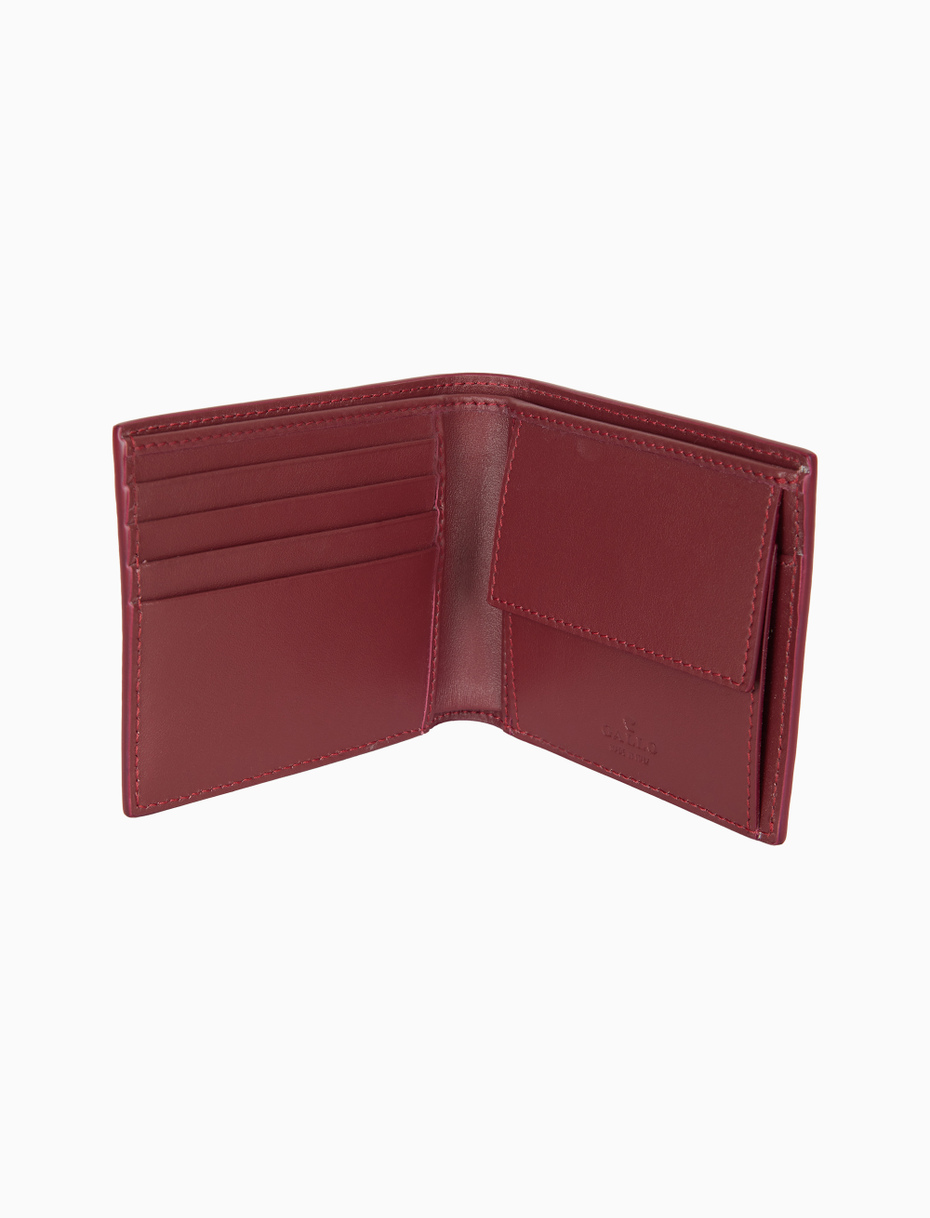 Men's small wallet with coin pocket in burgundy hammered leather with multicolored stripes - Gallo 1927 - Official Online Shop