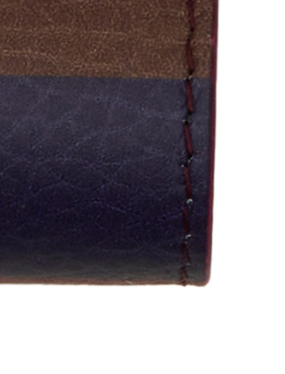 Unisex double strip keyring in hammered burgundy leather with multicolored stripes - Gallo 1927 - Official Online Shop