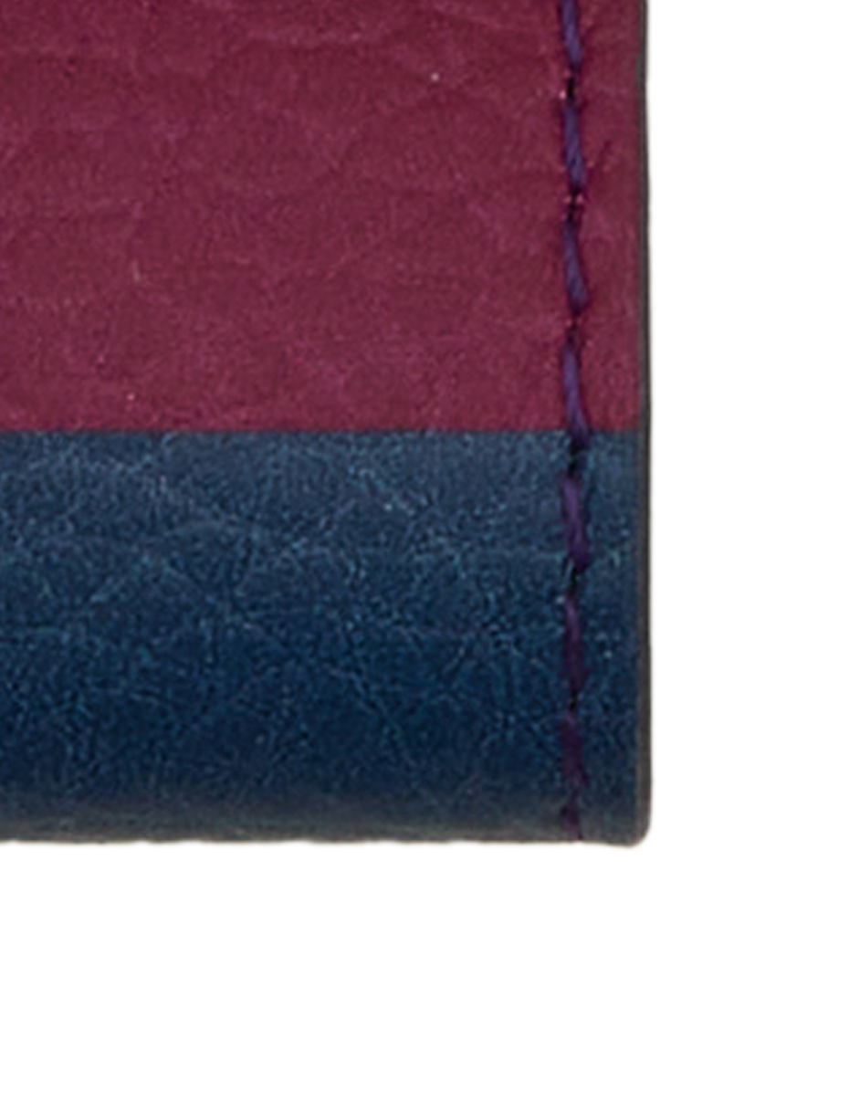 Unisex double strip keyring in hammered blue leather with multicolored stripes - Gallo 1927 - Official Online Shop