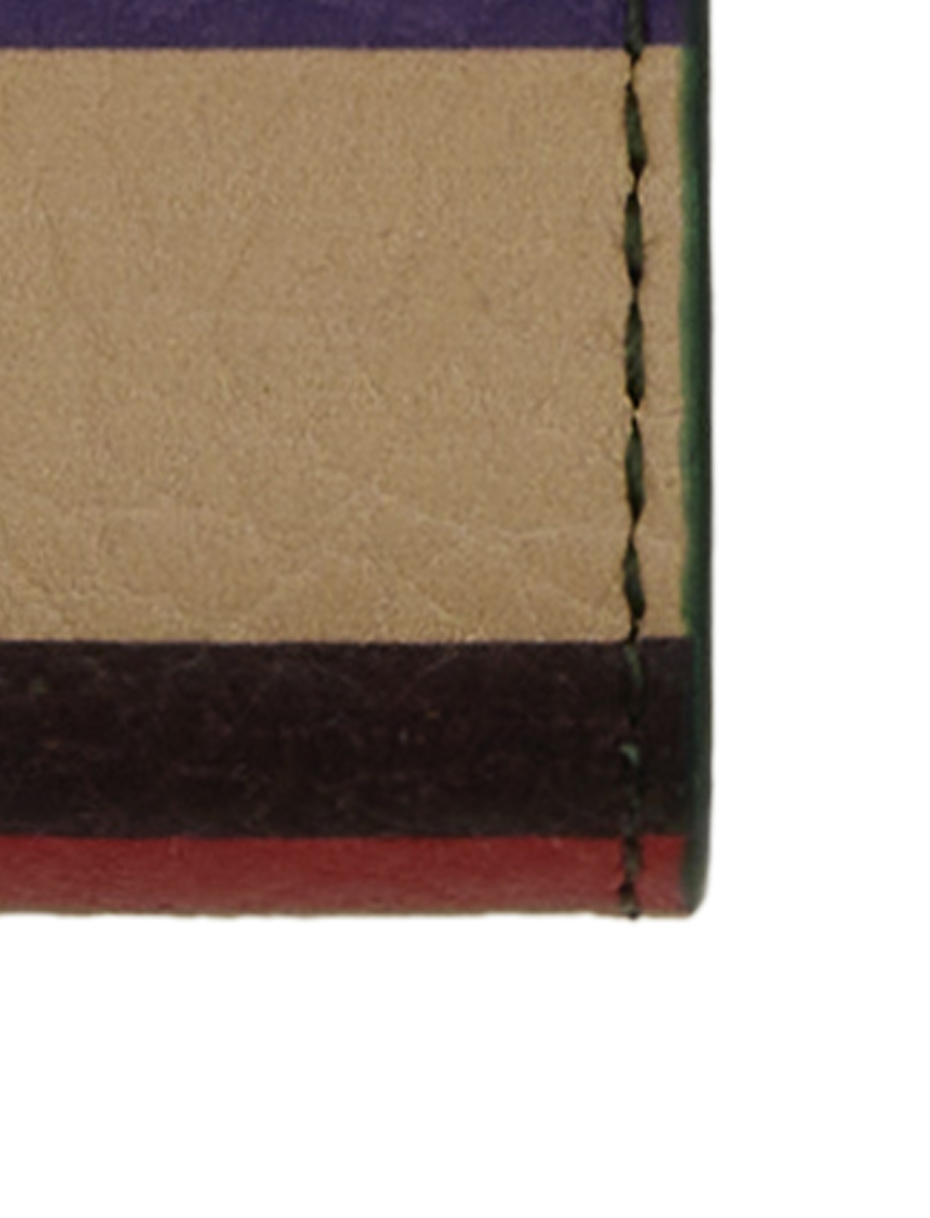 Unisex double strip keyring in hammered beige leather with multicolored stripes - Gallo 1927 - Official Online Shop
