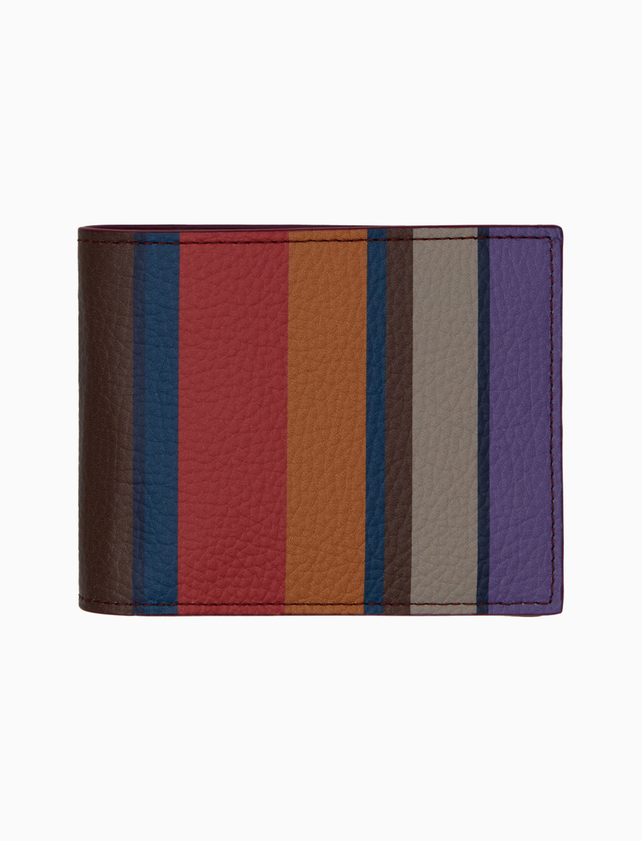 Men's burgundy hammered leather wallet with multicolor stripes - Gallo 1927 - Official Online Shop