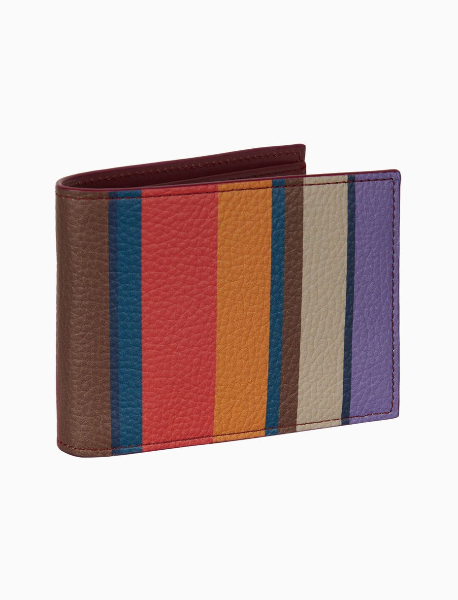 Men's burgundy hammered leather wallet with multicolor stripes - Gallo 1927 - Official Online Shop