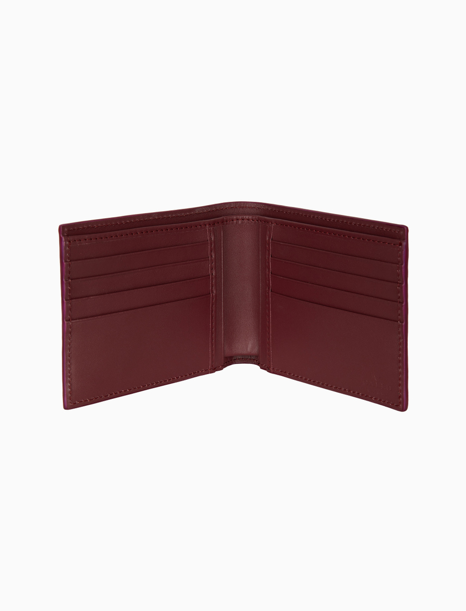 Men's burgundy hammered leather wallet with multicolor stripes - Gallo 1927 - Official Online Shop