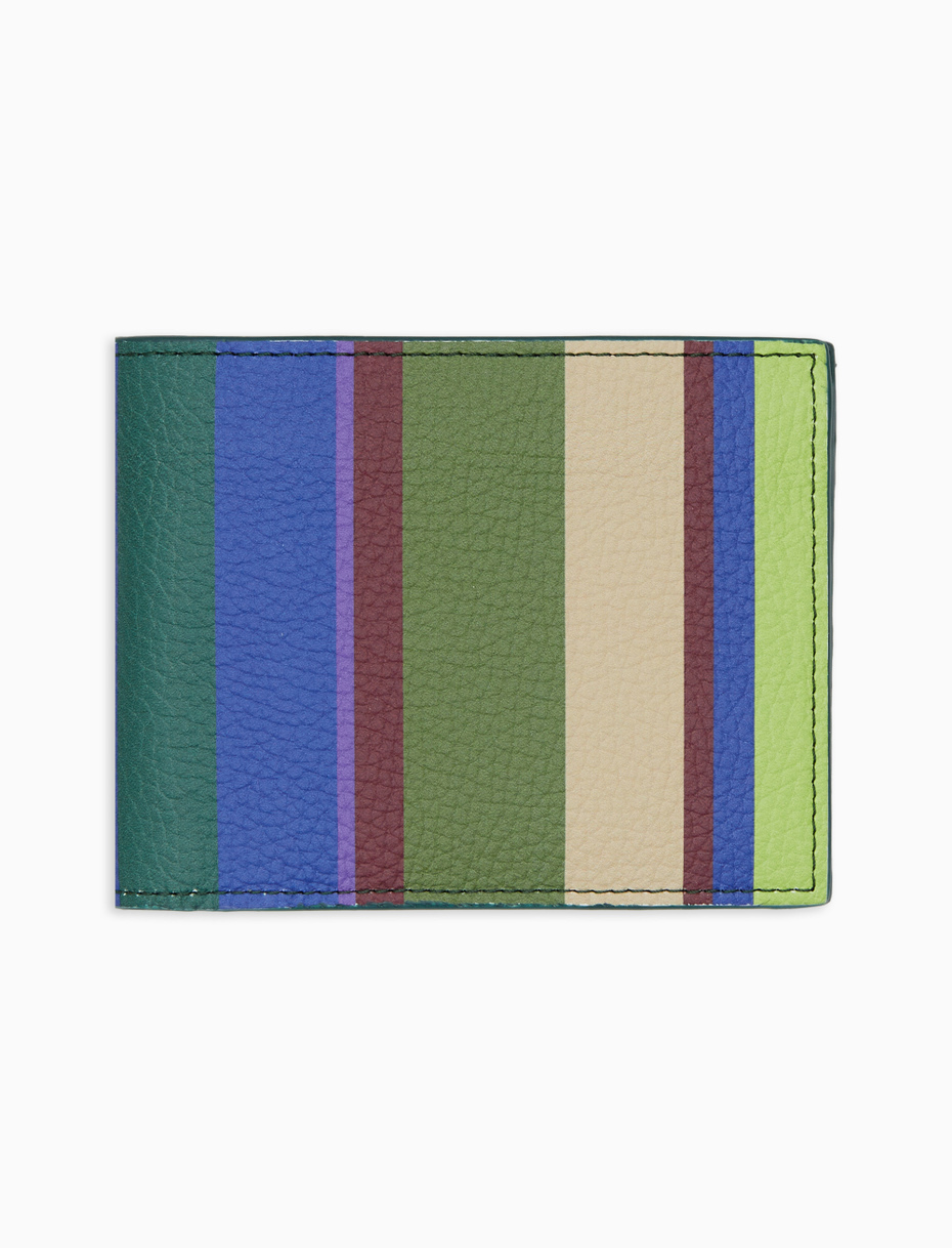 Portafoglio uomo in pelle martellata righe multicolor verde - Gallo 1927 - Official Online Shop