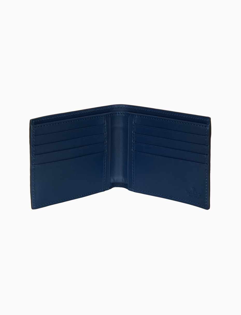 Men's blue hammered leather wallet with multicolor stripes - Gallo 1927 - Official Online Shop