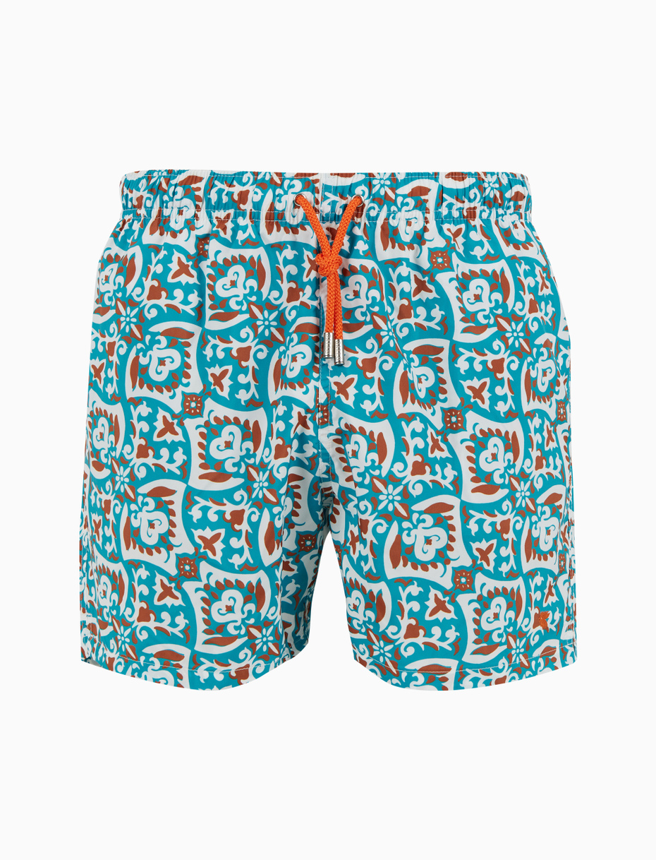 Men's green swimming shorts with bandana pattern - Gallo 1927 - Official Online Shop