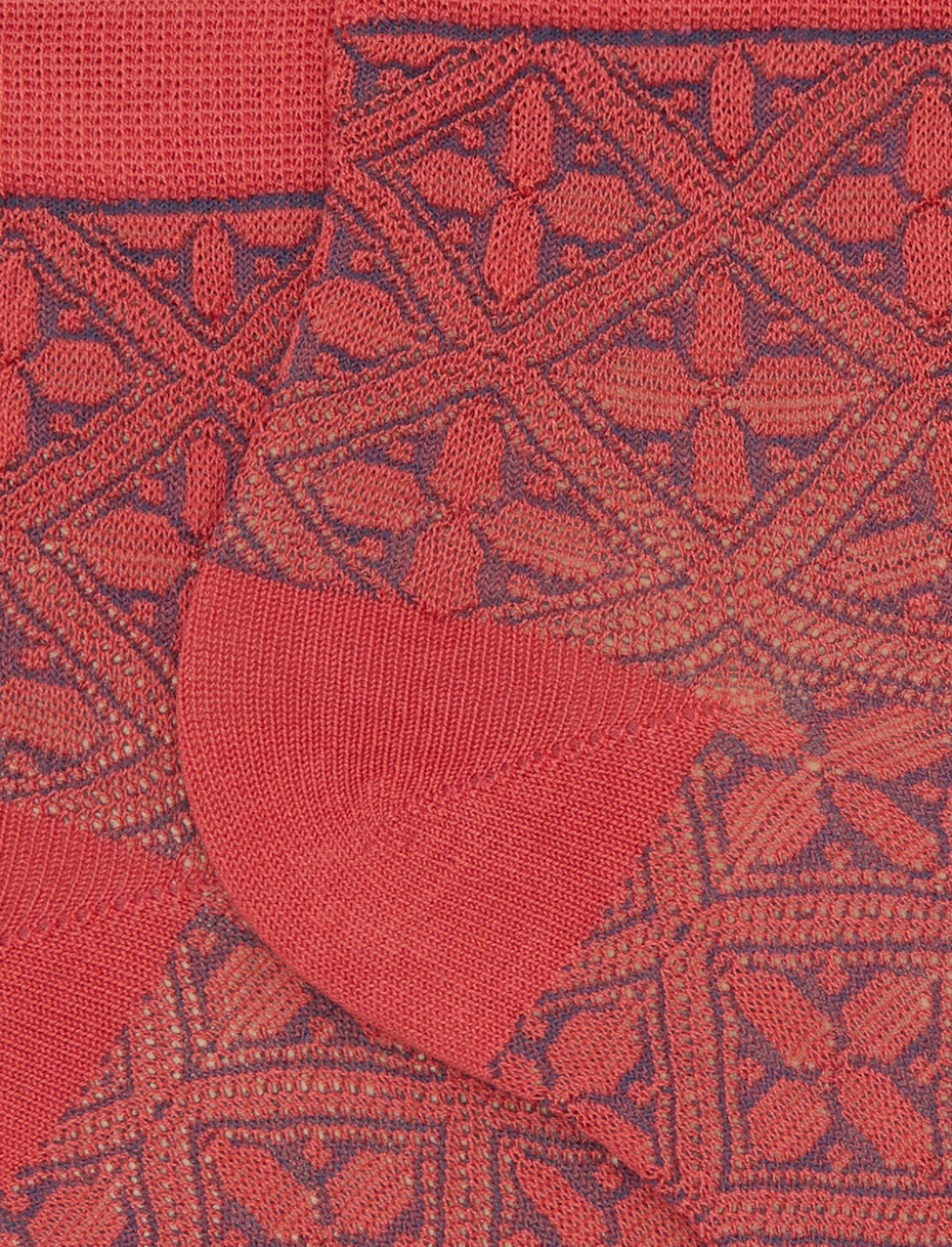 Women's pink ultra-short cotton socks with batik pattern - Gallo 1927 - Official Online Shop
