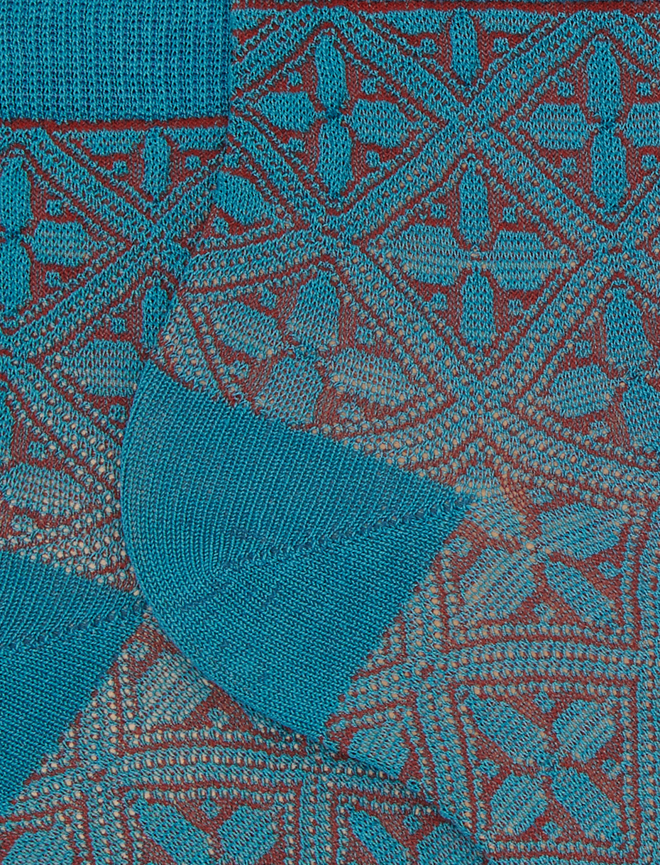Women's light blue ultra-short cotton socks with batik pattern - Gallo 1927 - Official Online Shop