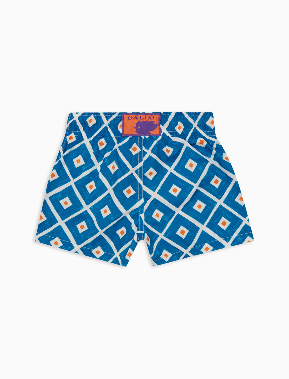 Kid's blue swimming shorts with argyle pattern - Gallo 1927 - Official Online Shop