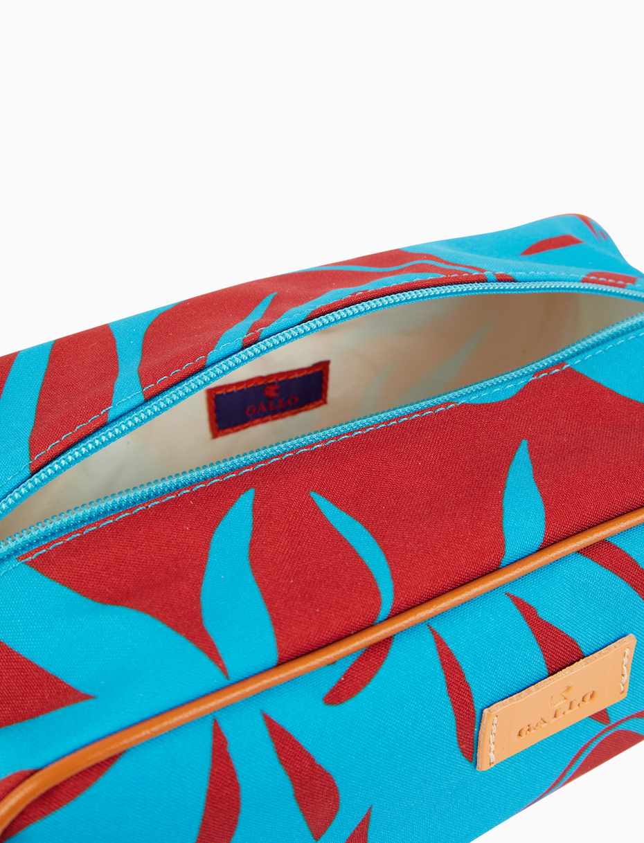 Unisex light blue classic beauty bag with floral pattern - Gallo 1927 - Official Online Shop