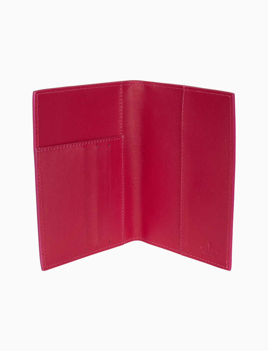 Unisex white hammered leather passport holder with multicolor stripes - Gallo 1927 - Official Online Shop