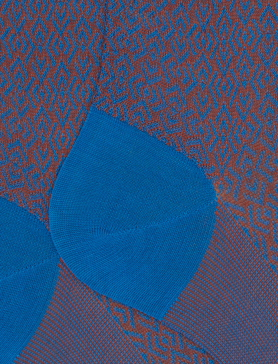 Men's light blue short cotton socks with geometric weave pattern - Gallo 1927 - Official Online Shop