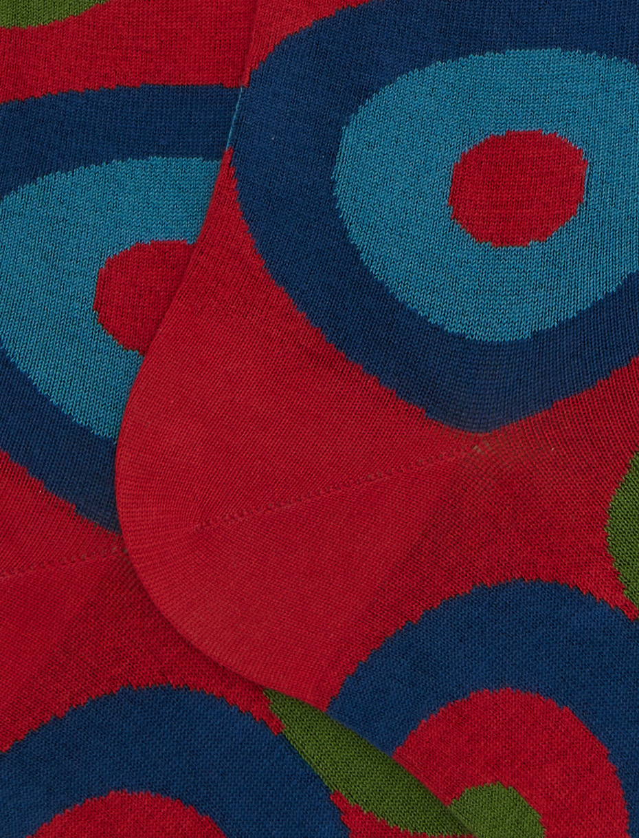 Men's red long cotton socks with concentric circle pattern - Gallo 1927 - Official Online Shop