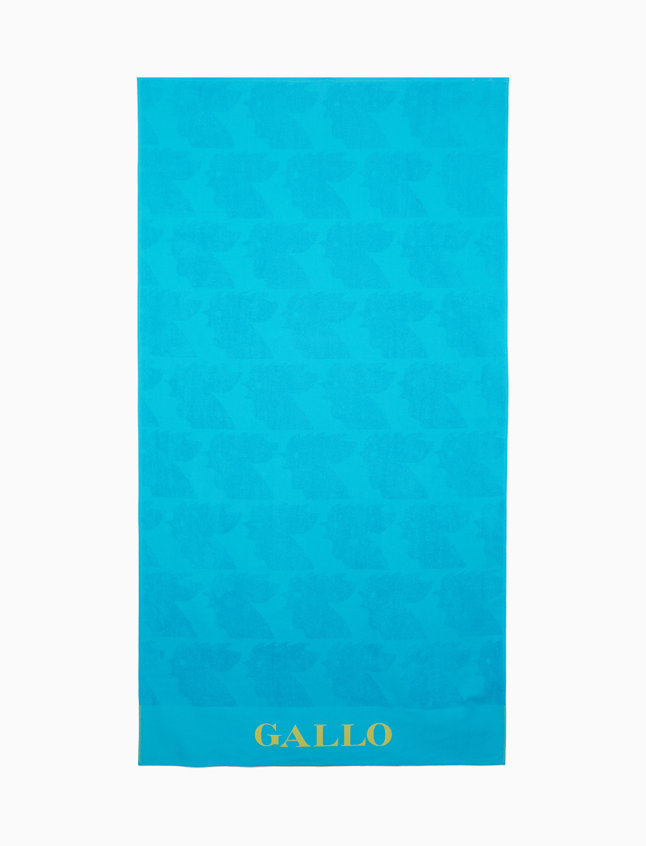 Unisex light blue cotton beach towel with contrast Gallo lettering - Gallo 1927 - Official Online Shop