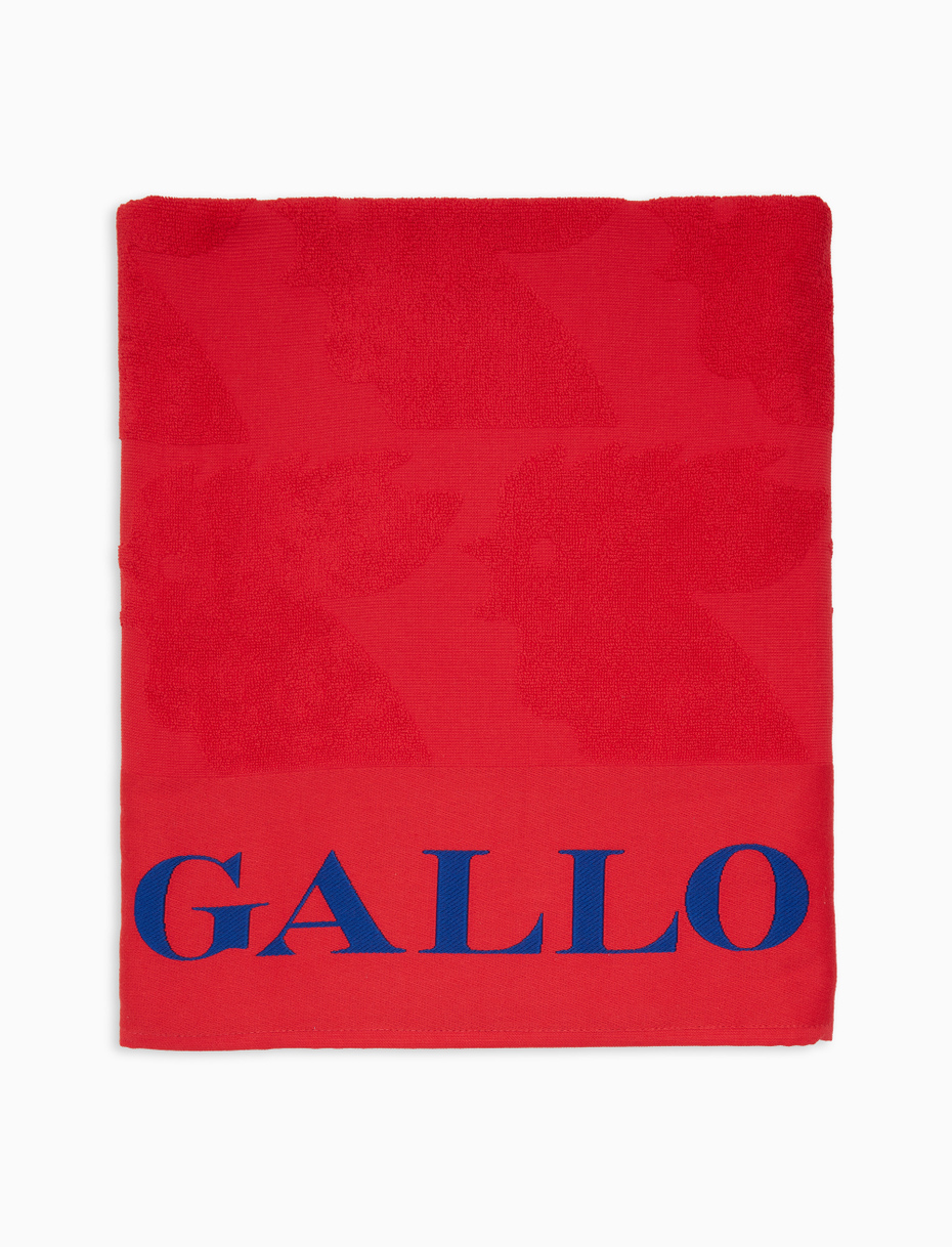 Unisex red cotton beach towel with contrast Gallo lettering - Gallo 1927 - Official Online Shop
