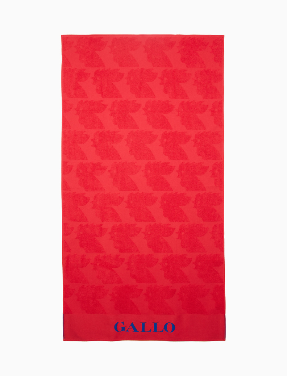Unisex red cotton beach towel with contrast Gallo lettering - Gallo 1927 - Official Online Shop
