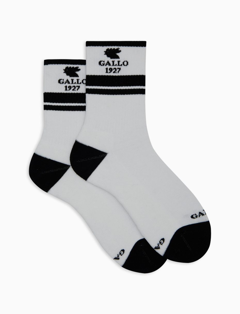 Unisex white short cotton terry socks with contrast Gallo 1927 lettering - Gallo 1927 - Official Online Shop