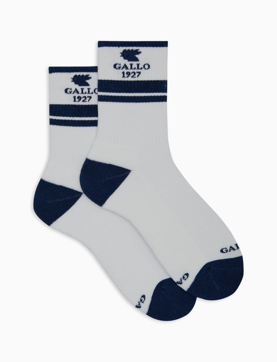 Unisex white short cotton terry socks with contrast Gallo 1927 lettering - Gallo 1927 - Official Online Shop