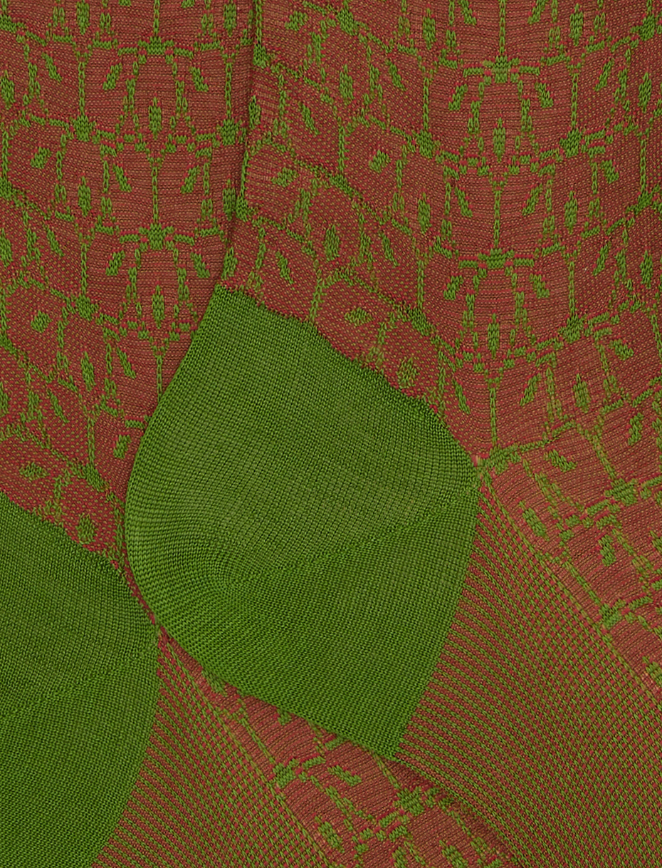 Calze lunghe uomo cotone fantasia petali di fiori verde - Gallo 1927 - Official Online Shop