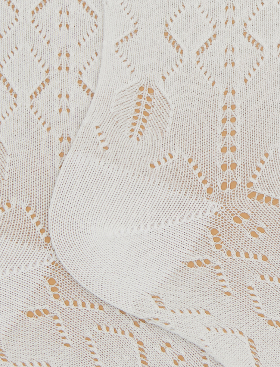 Women's white short cotton perforated socks with argyle pattern - Gallo 1927 - Official Online Shop