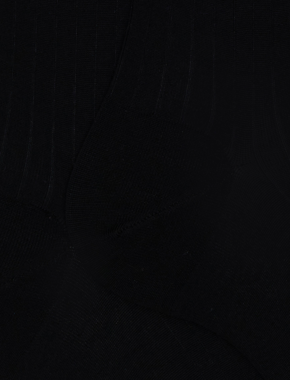 Men's black long cotton ribbed socks with solid color - Gallo 1927 - Official Online Shop